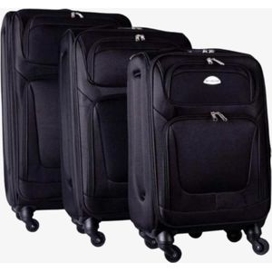 AATravel Kofferset - 3 Delig - Complete Set - 40 L Handbagage + 85 L en 112 L Ruimbagage - Cijferslot - Zwart