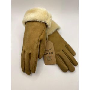 Apex Gloves - Dames en Heren Suede Leren Handschoenen - Hoge kwaliteit %100 Schapenleer - Taupe - Winter - Extra warm - Maat L