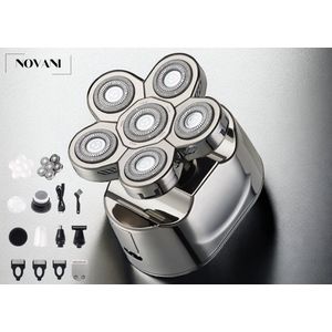 Novani 6D Shaver 7 in 1 - Scheer apparaat - Skull Shaver - Trimmer - Tondeuse - Nat & Droog Shaver - Gezicht & Shaver - Neus en baardtrimmer