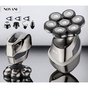 Novani 7D 6 in 1 Scheerapparaat - Head Shaver - Trimmer - Neustrimmer - Oortrimmer - Precisietrimmer - Gezichtsmassage - Tondeuse - S kull Sharp - Skull Shaver - Nat & Droog - Elektrisch -