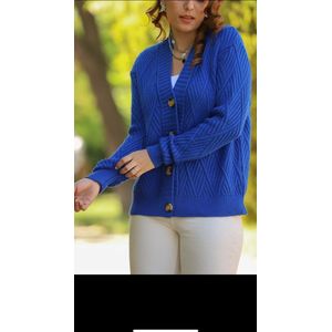 Gebreide damesvest met knopen | Blauw