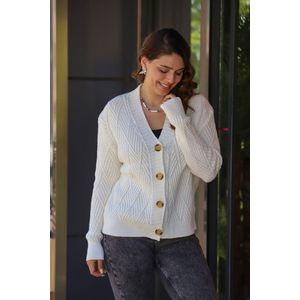 Gebreide damesvest met knopen | Wit