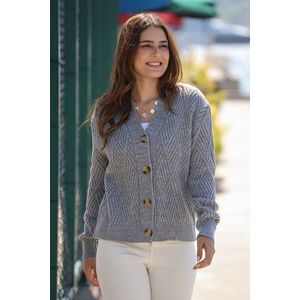 Gebreide damesvest met knopen | Grijs