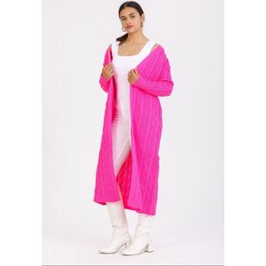 Gebreide Vest voor dames lang | Roze Damesvest