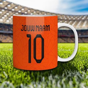 Holland Mok - Voetbal Mok - Gepersonaliseerd met naam en nummer - 325ml - Voetbal cadeau Mokken - Holland = Nederlands elftal Artikelen Shirt Mok