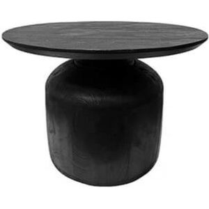 Bijzettafel - zwarte tafel met voelbare houtstructuur - organische vorm - hout - by Mooss - diameter 60cm