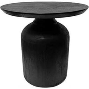 Bijzettafel - zwarte tafel met voelbare houtstructuur - organische vorm - hout - by Mooss - diameter 50cm