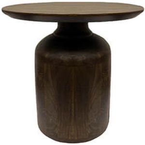 Bijzettafel - bruine tafel - walnoot - organische vorm - hout - by Mooss - diameter 50cm