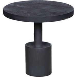 Bijzettafel - zwarte tafel met voelbare houtstructuur - rond tafel - hout - by Mooss - diameter 60cm