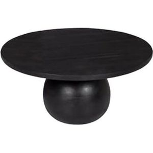 Bijzettafel - zwarte tafel met voelbare houtstructuur - rond tafel - hout - by Mooss - diameter 70cm