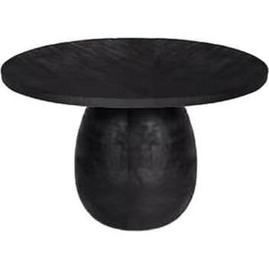 Bijzettafel - zwarte tafel met voelbare houtstructuur - rond tafel - hout - by Mooss - diameter 60cm