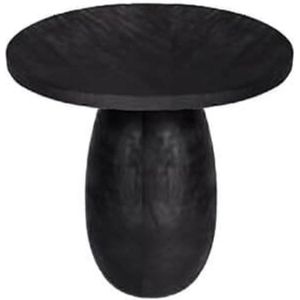 Bijzettafel - zwarte tafel met voelbare houtstructuur - rond tafel - hout - by Mooss - diameter 50cm