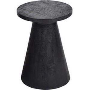 Bijzettafel - zwarte tafel met voelbare houtstructuur - rond tafel - hout - by Mooss - diameter 37cm