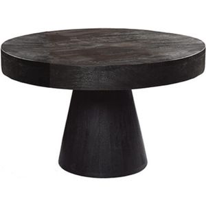 Bijzettafel - zwarte massieve strakke bijzettafel - Ronde tafel - hout - by Mooss - diameter 70cm