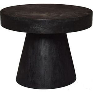 Bijzettafel - zwarte massieve strakke bijzettafel - Ronde tafel - hout - by Mooss - diameter 55cm