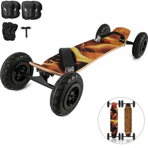 Longboard - Mountain Board - Skateboard met Grootte Wielen - Langeafstanden Skateboard - Vuur Patroon