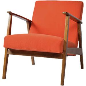 Stoel - fauteuil - vintage stoel - rib stof oranje - by Mooss - Breedte 65cm