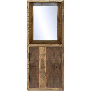 Kast - sleutelkast met spiegel - gerecyled hout - by Mooss - Hoogte 75 cm