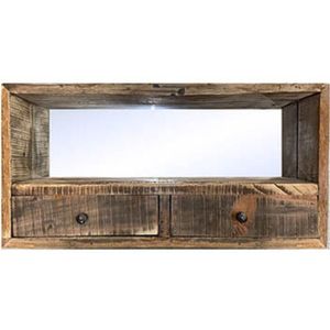 Kast - wandkast met spiegel - gerecyled hout - by Mooss - breedte 60 cm