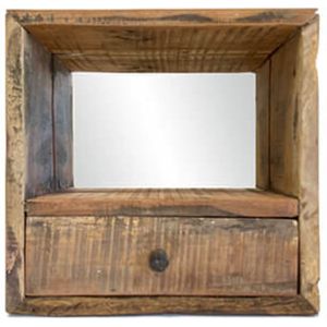 Kast - wandkast met spiegel - gerecyled hout - by Mooss - breedte 30 cm