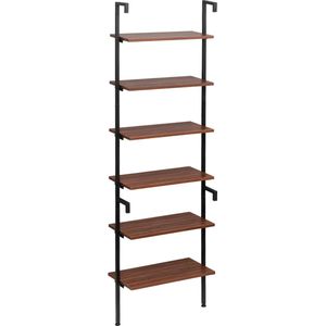 ShopbijStef - Kast - Ladder plank - Open Kast - Kast Met Planken - Kast Met 6 Niveaus - Vakkenkast - Boekenplank - Dark Oak en Zwart
