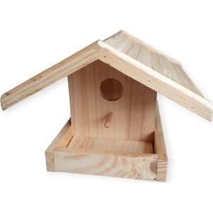 Robuust Houten Voederhuisje: Multifunctioneel Vogelhuisje en Voederstation - 24.5x22.5x17cm - Premium Kwaliteit Voedertafel en Voederplaats