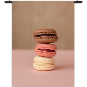 Mezo Wandkleed Macarons Roze Beige Tinten Rechthoek Verticaal XL (210 X 150 CM) - Wandkleden - Met roedes