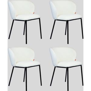 Lina® Cascade Eetkamerstoelen - Crème - Set van 4 - Teddy