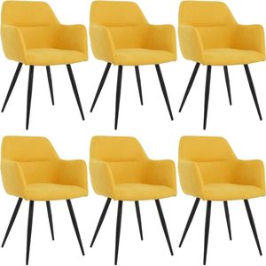 Lina® Nova Eetkamerstoelen - Okergeel - Set van 6 - Stof