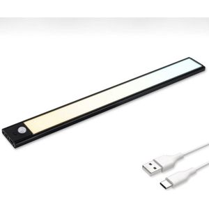 SlimBright led strip - Led verlichting met bewegingssensor - Slimme verlichting - 30 cm - Zwart - USB oplaadbaar - Magnetische bevestiging - Kastverlichting - Slaapkamer - Wijnkast