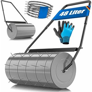 BOUDECH® Tabur Handmatige gazonwals 50 cm met ergonomische handgreep, tuinwals met afneembaar deksel, max. capaciteit 62 l