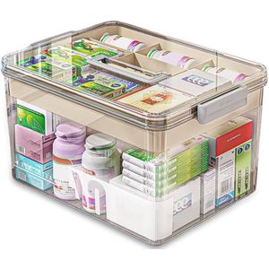 NCRGB Medicijn Organiser,3-tier Apotheek Kast Medicijndoos,Opbergdozen met Deksel Grote doos Afsluitbaar,Zaak Organiseren (Blauw, 33 x 19x 23cm NCRGB Medicijn Organiser,3-tier Apotheek Kast Medicijndoos,Opbergdozen met Deksel Grote doos Afsluitbaar,Zaak Organiseren (Blauw, 33 x 19x 23cm