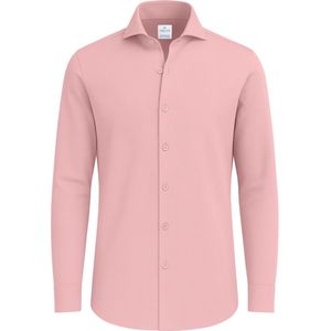 Vercate - Strijkvrij Overhemd - Roze - Poplin - Lange Mouw - Heren