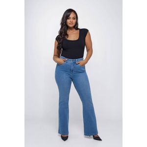 Fox Factor - High Waist Flared Jeans - Medium Blue Denim