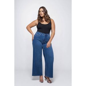 Fox Factor - High Waist Wide Leg Jeans - Medium Blue Denim