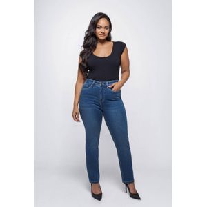 Fox Factor - High Waist Straight Leg Jeans - Medium Blue Denim