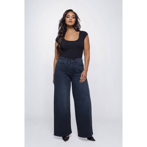 Fox Factor - Wide Leg Jeans - Donkerblauw - Hoge Taille