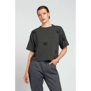 Spooq the label - T-shirt - Grijs - Loose Fit - Katoen