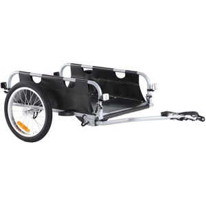 Zelsius Fietsaanhanger, transport, 68 liter, inklapbaar, fietswagen voor 2 kratten, transportwagen, aanhanger voor fiets, aanhanger met koppeling, fietsaanhanger