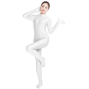 lucky baby store Meisjes vrouwen eendelig volledige handen volledige voeten lycra spandex huid vaste elastische bodysuit bodysuit, wit, L