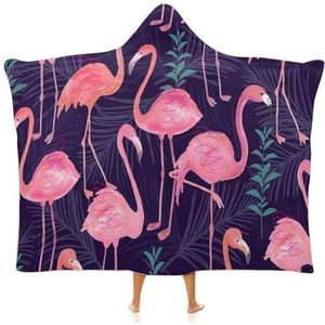 Leuke Flamingo Draagbare Deken Hooded Dekens Zachte Warm Voor Volwassenen VThrow Mantel Wrap Winter Voor Home Office