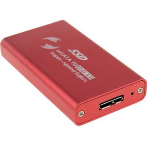 Externe behuizing met USB 3.0 aansluiting voor mSATA Solid State Disk SSD (rood)