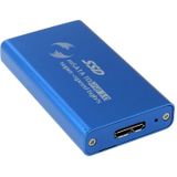 Externe behuizing met USB 3.0 aansluiting voor mSATA Solid State Disk SSD (blauw)