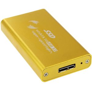 Externe behuizing met USB 3.0 aansluiting voor mSATA Solid State Disk SSD (goudkleurig)