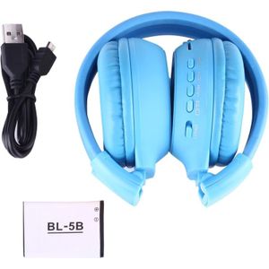 BS-N65 hoofdband vouwen Stereo HiFi draadloze hoofdtelefoon Headset met LCD scherm & TF opbergruimte voor pinpassen & LED Indicator licht & FM functie(blauw)