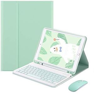 QYiiD Hoes met Toetsenbord en Muis voor iPad Air 5e/4e Gen/iPad Pro 11 (2022/2021/2020/2018) met potloodhouder, lichtgewicht smart cover met draadloos toetsenbord voor iPad 10.9""/iPad Pro 11"", Groen