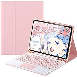 QYiD toetsenbordCase 9.7 voor iPad 2018 (6e Gen) - 2017 (5e Gen) - iPad Pro 9.7 - iPad Air 2 & 1, 7 kleuren achtergrondverlichting hoes met Touchpad afneembaar Keyboard, met pencilhouder, Roze