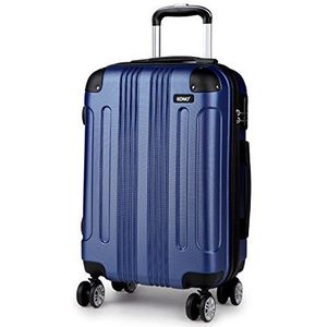 Kono Harde koffer van lichtgewicht ABS-kunststof met 4 wielen, Navy Blauw, 24-inch, Carry-on