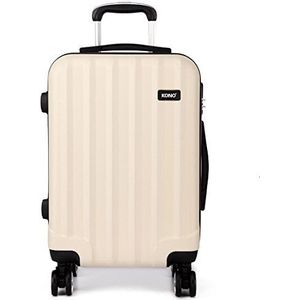 Kono 28"" Super Lichtgewicht PC Koffer 4 Wielen Spinner Bagage Verticale Strip Reistrolley Koffer in Begie (28-inch)