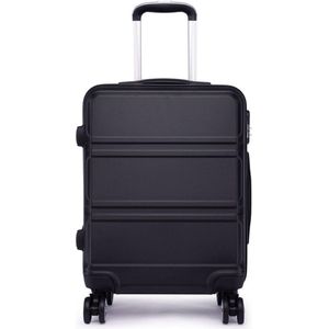 Reiskoffer, trolley met harde schaal, handbagage, dubbele wielen, lichtgewicht, ABS-kunststof, met cijferslot, 55 cm, zwart